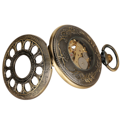 Hollow Ball Flip Mechanical Pocket Watch