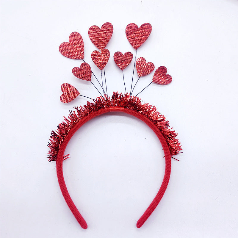 Diadema con corazón de melocotón rojo del día de San Valentín