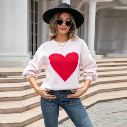 Round Neck Love Sweater  Plus Size