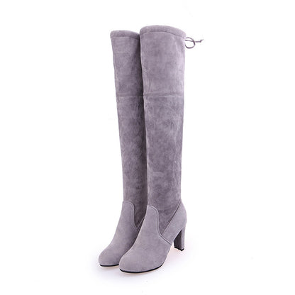 Sexy Thigh High MId-Heel Faux Suede Over-the-knee Boot