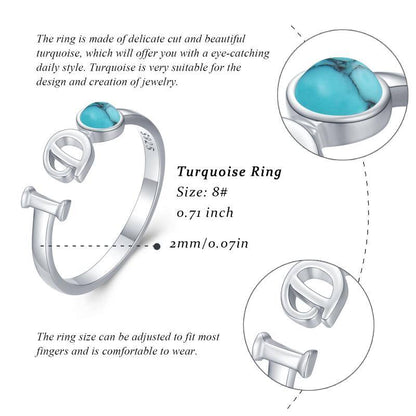 S.925 Sterling Silver "I Do" Synthetic Turquoise Promise Ring