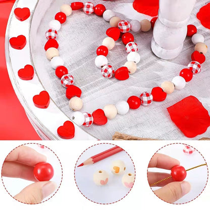 20pcs Valentine's Day Red Heart-Shaped Bead Set