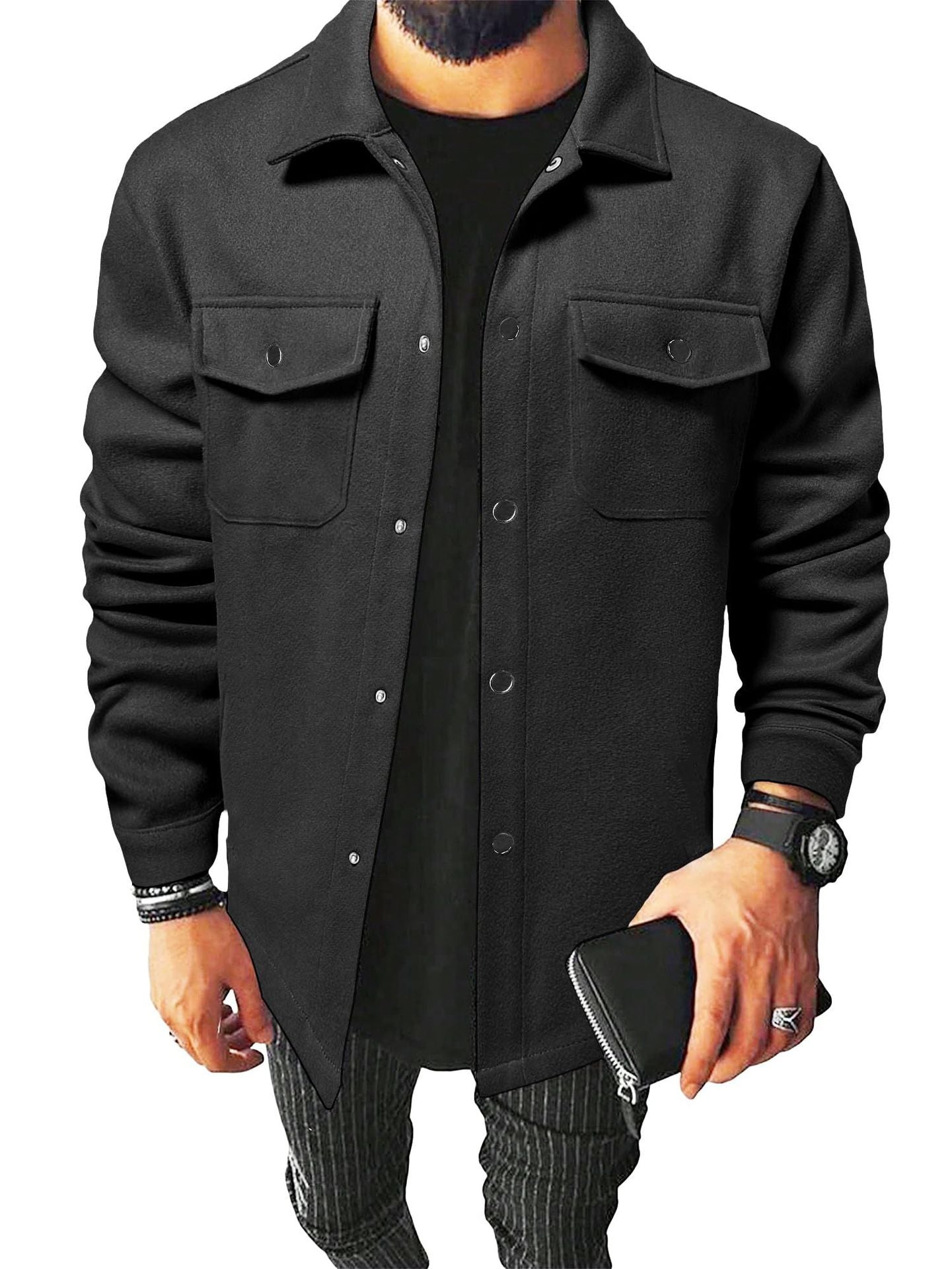 Casual Men's Brushed Shirt / Jacket