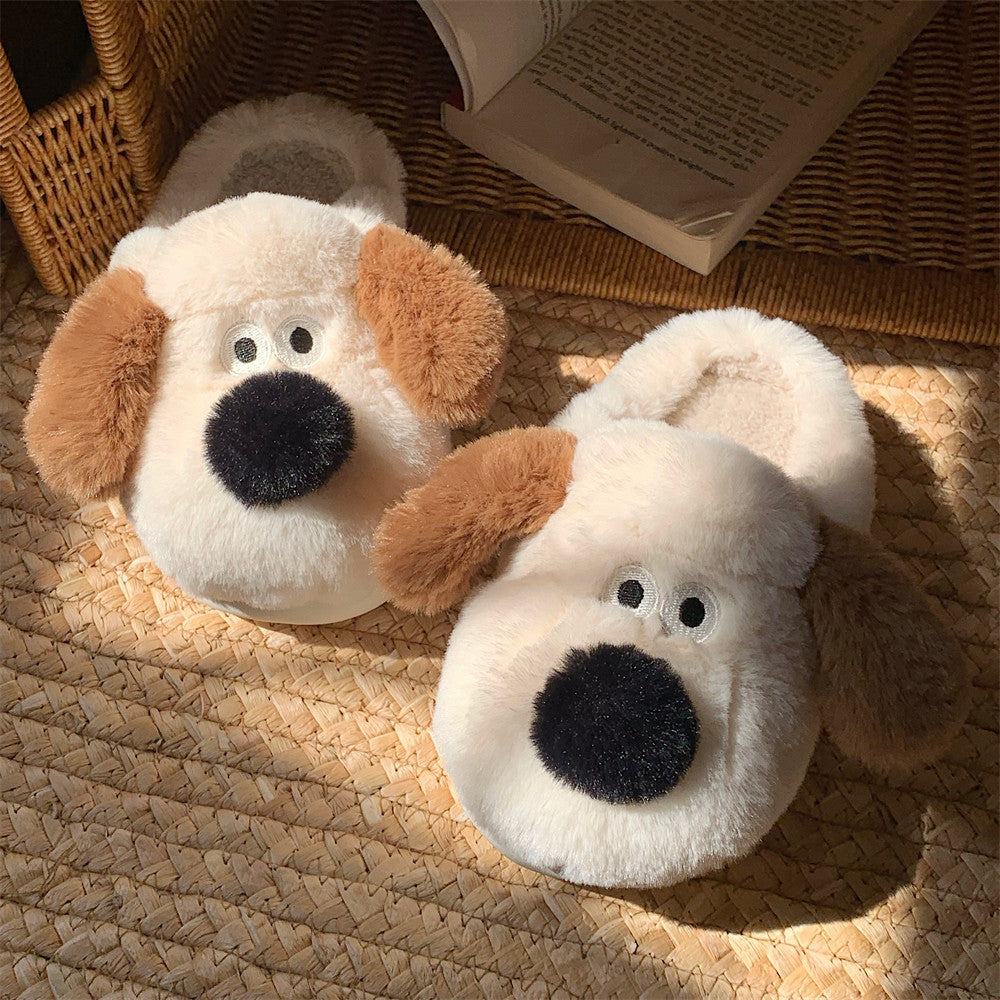 Dog Plush Toe Cap Cotton Slippers