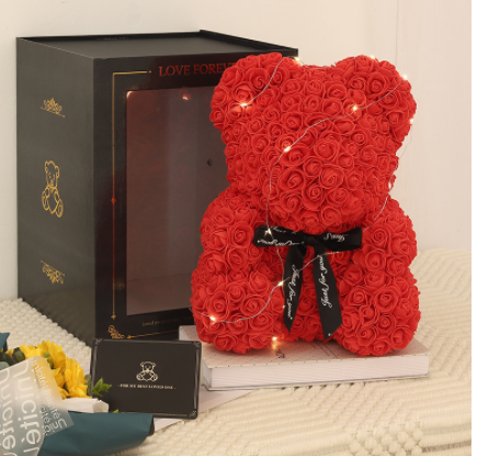 Regalo del Día de San Valentín Oso Rosa Flor Eterna Oso de Peluche Rosa Oso de Espuma PE 25 cm Día de San Valentín