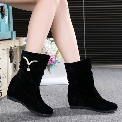 Nubuck Wedge Long Suede Flat Tall Boots