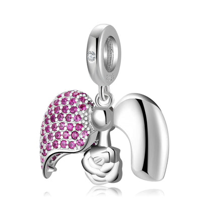 Red Rose Love Lock Series Beads .925 Silver Pendant