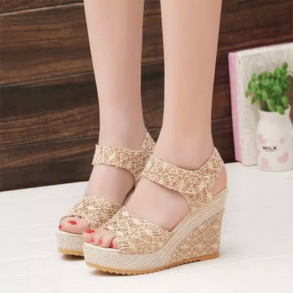 Wedge Sandals Women Summer Open Toe Fish Head Sandals Platform High Heels Women Shoes Size 35-41