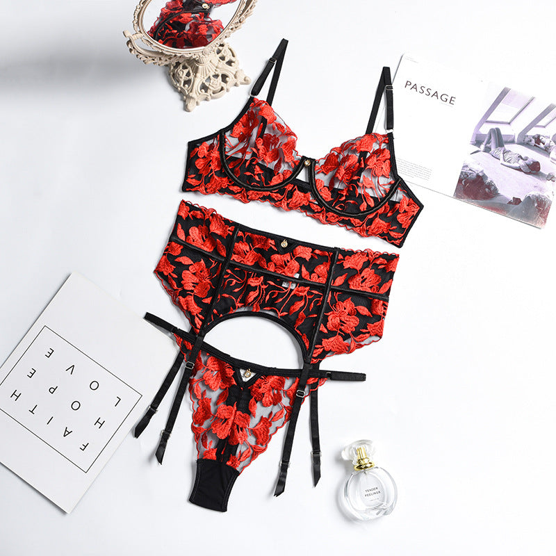 Adorable Lace Red Lingerie Set