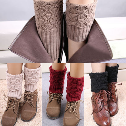 Calentadores de pierna/calcetines para botas de punto de ganchillo de invierno a la moda para mujer