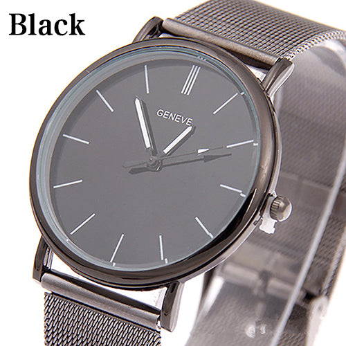 Women's Geneva Stainless Steel Mesh Band Analog Quartz Wrist Watch