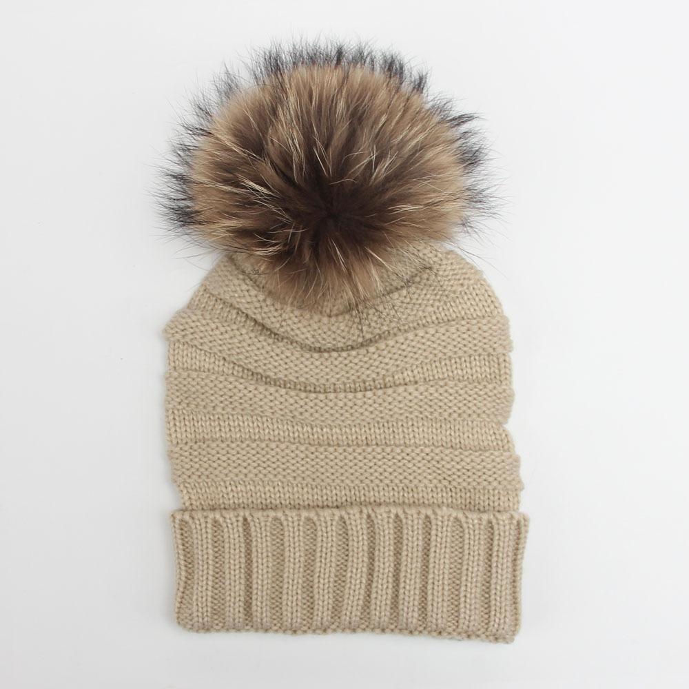 Winter Super 15cm Really Baby The Ball Raccoon Hair Decorate Wool Hats