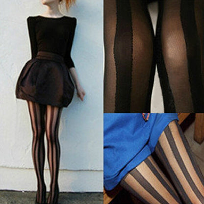 Women's Sexy Wide Stripes Transparent Breathable Tights Stockings