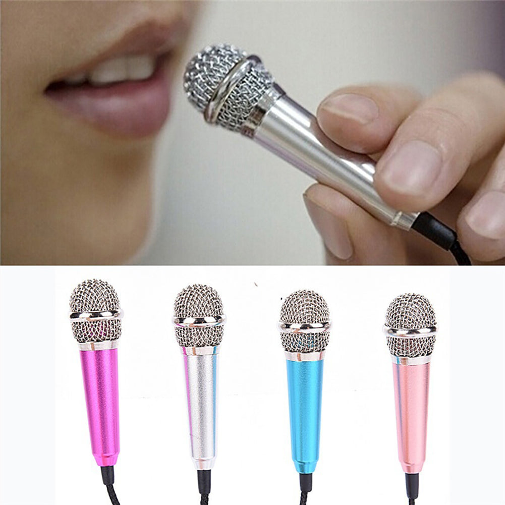 3.5mm Universal Wire Connect Karaoke Metallic Mini Microphone for Cell Phone PC