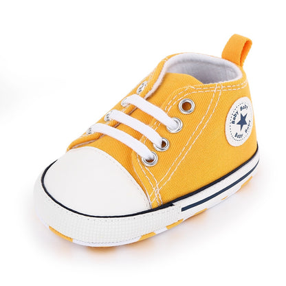 Baby Shoes Boy Girl Star Solid Sneaker Cotton Soft Anti-Slip Sole Newborn Infant First Walkers Toddler Casual Canvas Crib Shoes - The Styky Shack