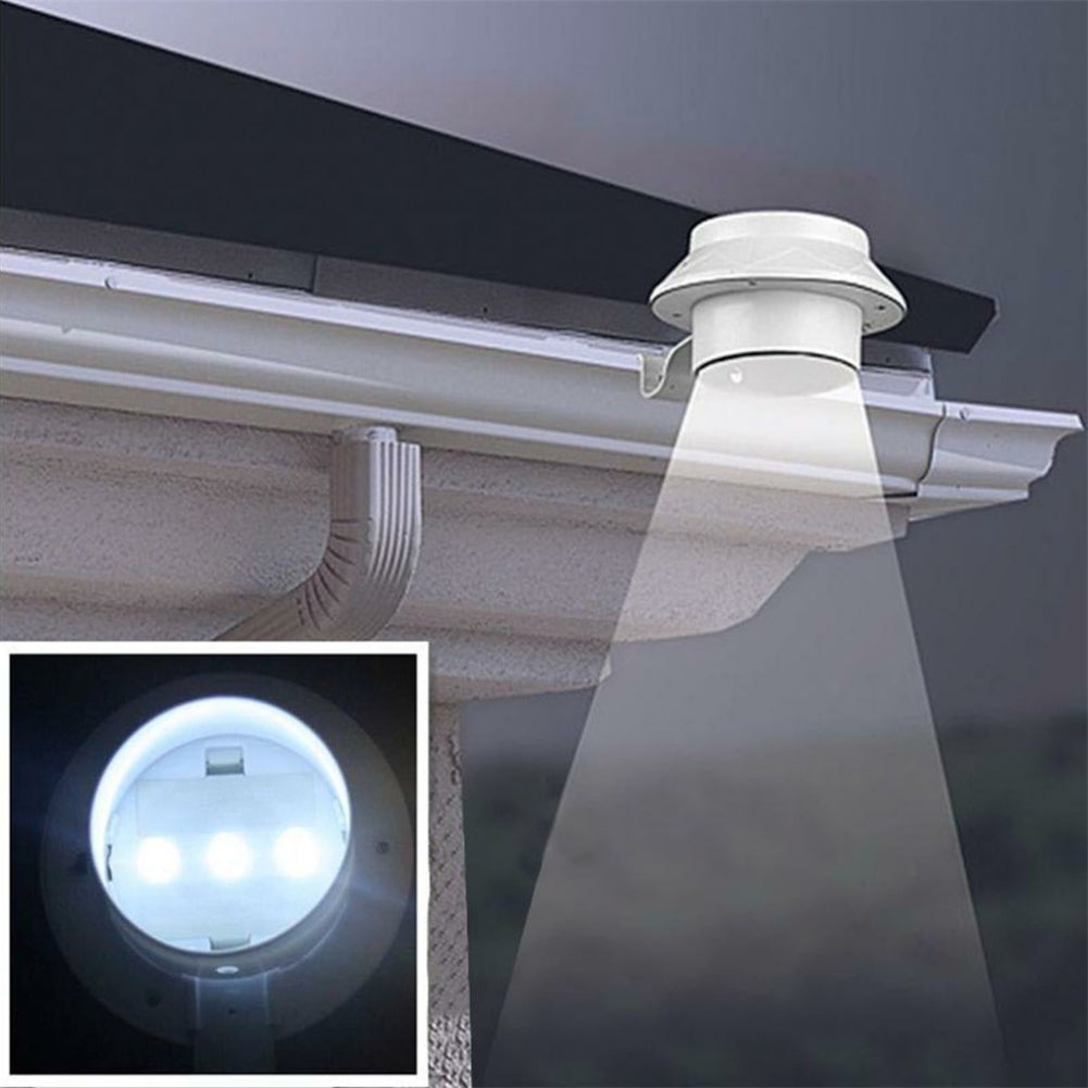 3Pcs LED Solar Power Outdoor Garden Light Gutter Fence Wall Lamp With Bracket