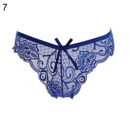 Women Sexy Lace See-through V-string Briefs Panties Thongs G-string