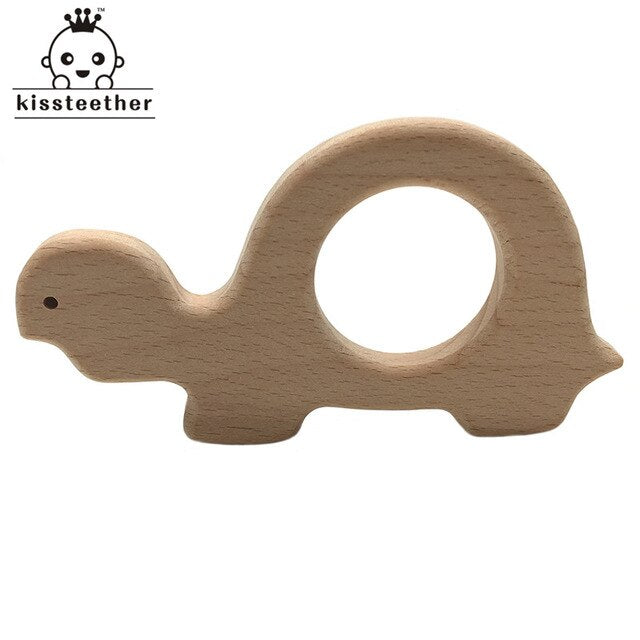 Wooden Teether Rings Natural Wood Teething Toys for Infant,Wooden Teether Animals for Toddler,Baby Soothing Pain Relief Toys