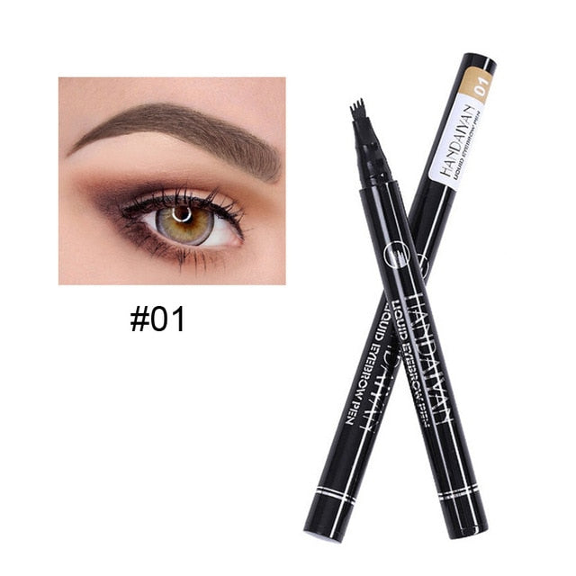 5 Colors Eyebrow Pen Waterproof 4 Fork Tip Eyebrow Tattoo Pencil Cosmetic Long Lasting Natural Dark Brown Liquid Eye Brow Pencil - The Styky Shack