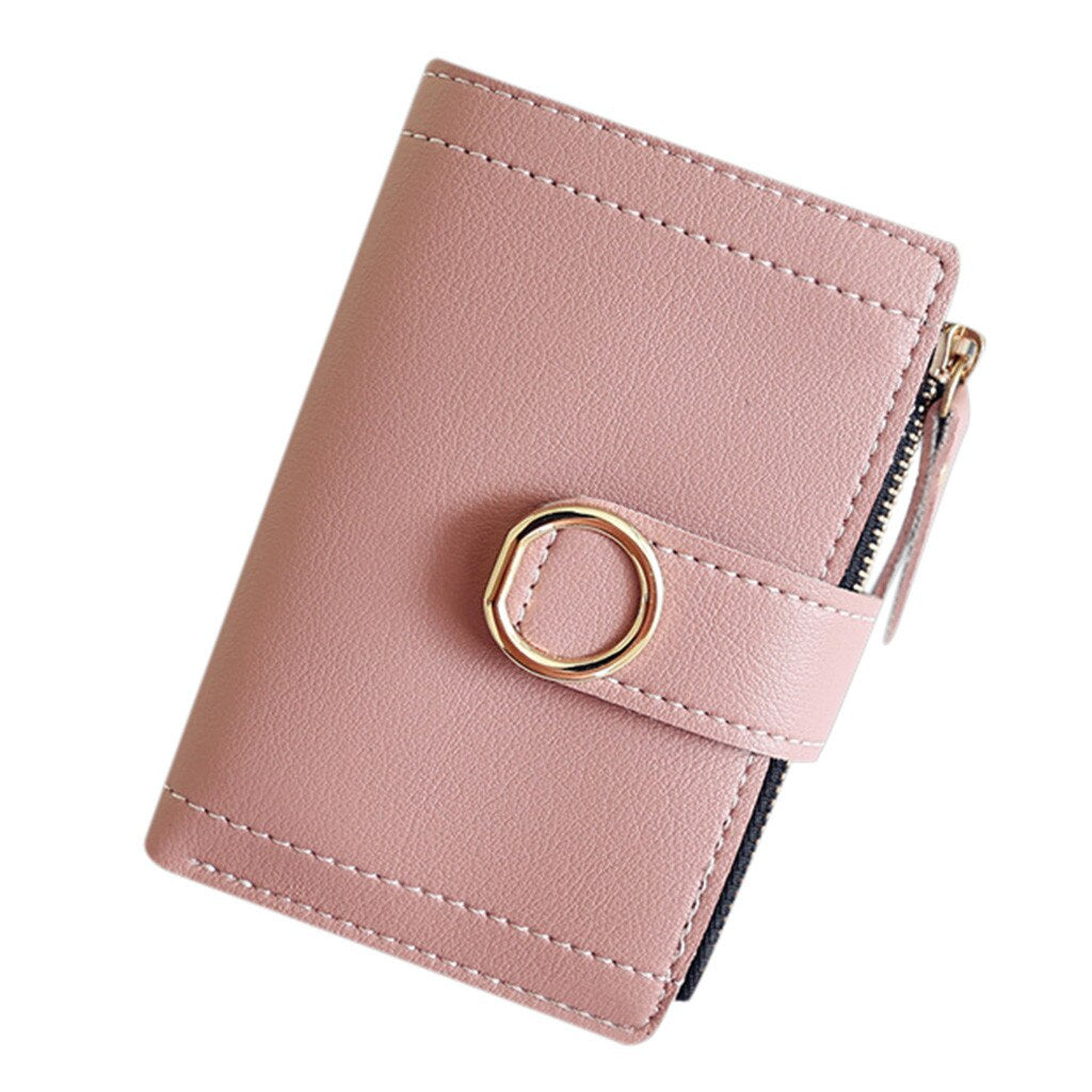 Monedero para mujer, bolsos pequeños para mujer, moda lisa Simple, bolsos Kawaii con soporte para tarjetas de crédito, llaves y dinero, billetera pequeña Mini 