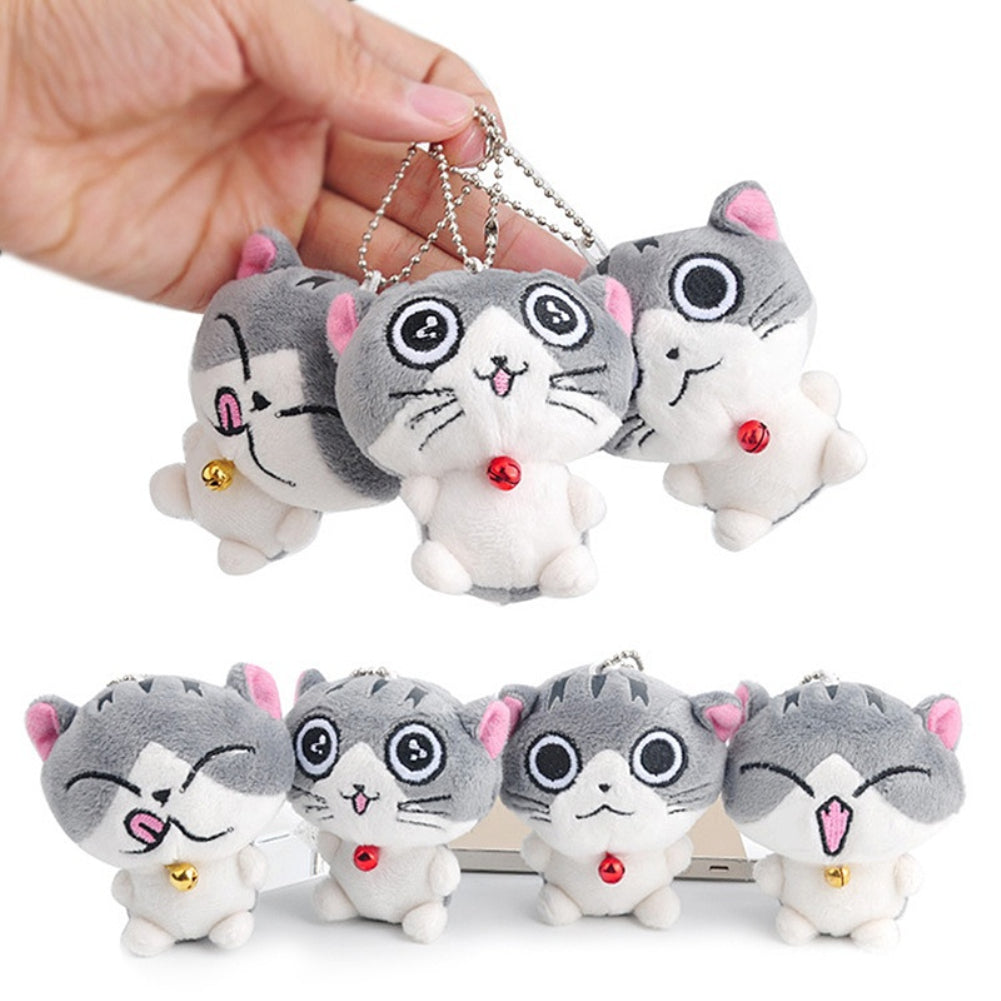 8cm Cute Cartoon Cat Kitten Mini Plush Stuffed Doll Toy Keychain Hanging Pendant