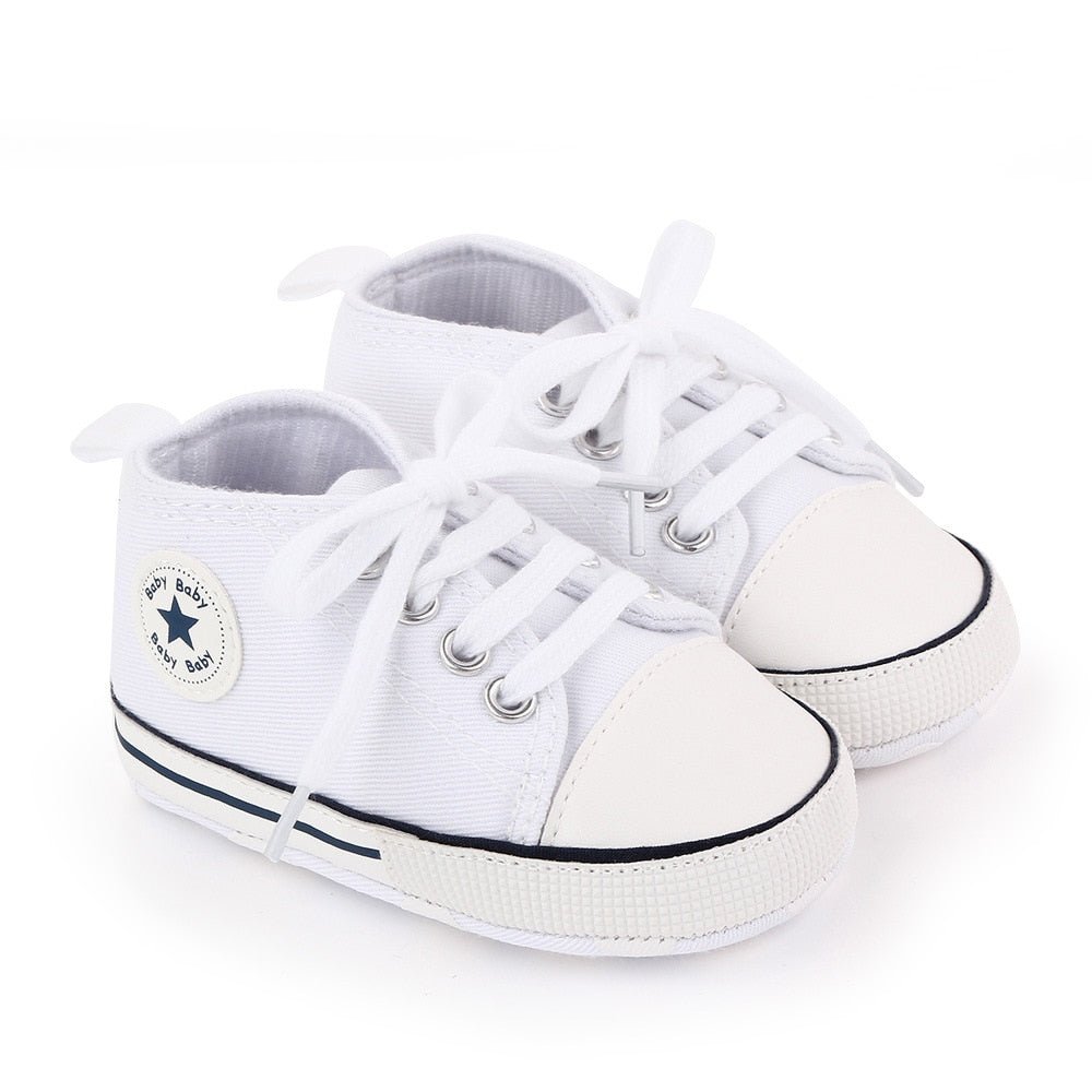 Baby Shoes Boy Girl Star Solid Sneaker Cotton Soft Anti-Slip Sole Newborn Infant First Walkers Toddler Casual Canvas Crib Shoes - The Styky Shack