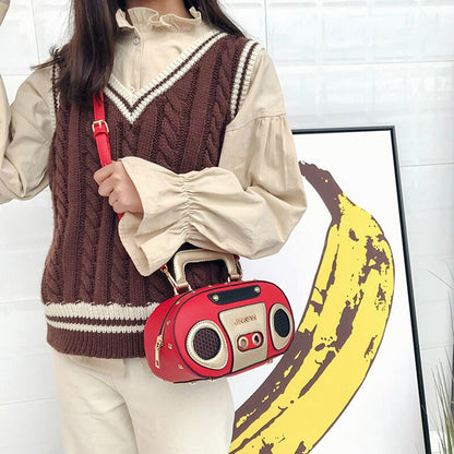 Vintage Radio Designer Chic Hand Bags Luxury Pu Leather