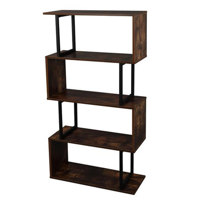 4-Tier Industrial Easy-Assembly Metal Frame Bookcase Storage Shelf for Living Room, Narrow, Bedroom, Office