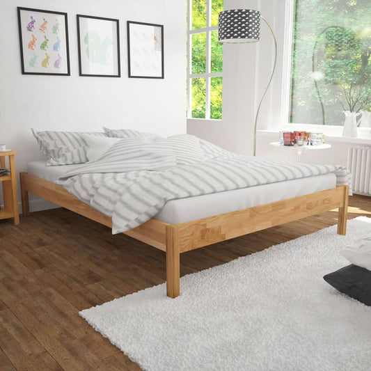 Bed Frame Solid Oak Wood 76"x79.9"