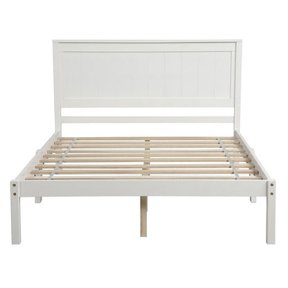 Cama de plataforma de madera con cabecera, cama de diseño de listones de madera/muebles de dormitorio de tamaño King/Queen/individual