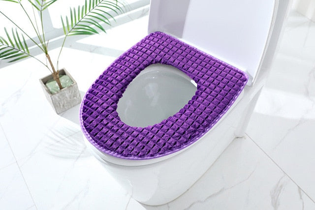 Accesorios de baño cubierta de asiento de inodoro suave y cálida felpa cubierta de inodoro de invierno almohadilla de tapa de asiento decoración del hogar