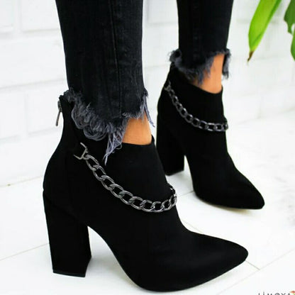 $20 OFF!!!! Pointy Chunky Heeled Ankle Boots