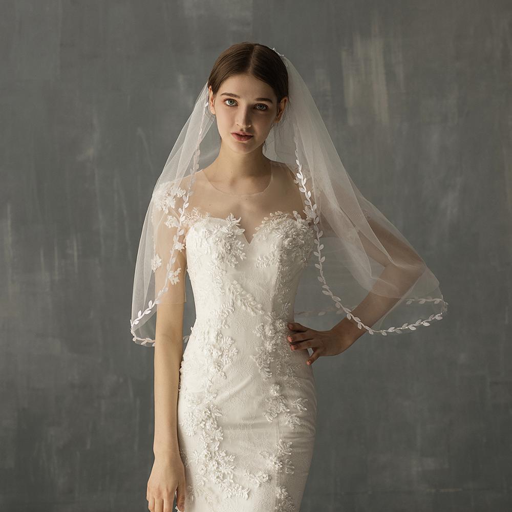 ON SALE!!! 50% OFF!!! Mid Length Bridal Veil With Double Leaf Edge