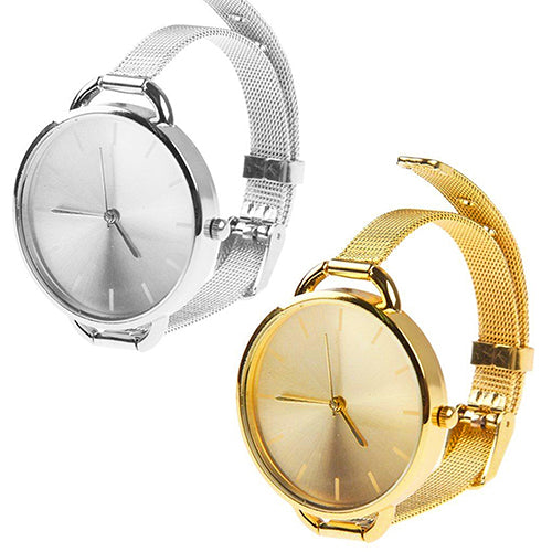 Women's Fashion Ultra-thin Slim Mesh Strap Quartz Analog Wrist Bracelet Watch