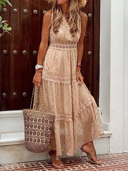 Sexy Deep V Sleeveless Chiffon Summer Dress