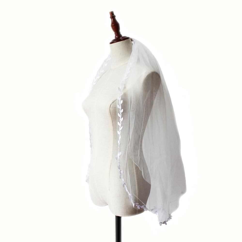 ON SALE!!! 50% OFF!!! Mid Length Bridal Veil With Double Leaf Edge