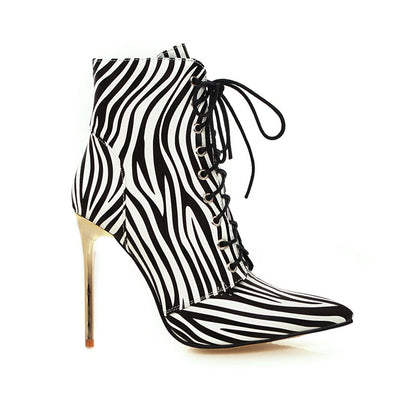 ON SALE!!! 50% OFF!!! Pointed high heel "Waves Print" Martin boots