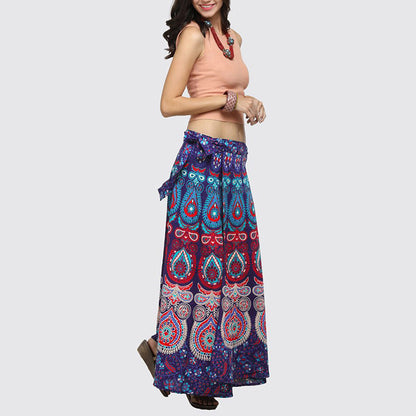 New Printed Retro Style Long Flow Skirt