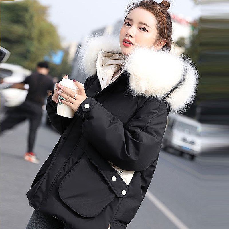 Winter new fashion loose down padded jacket women mid-length