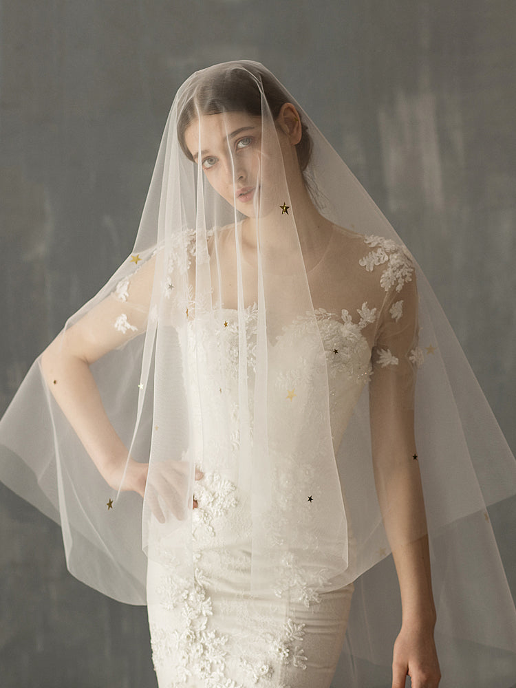 ON SALE!!! 50% OFF!!! Mid Length Bridal Veil With Double Leaf Edge