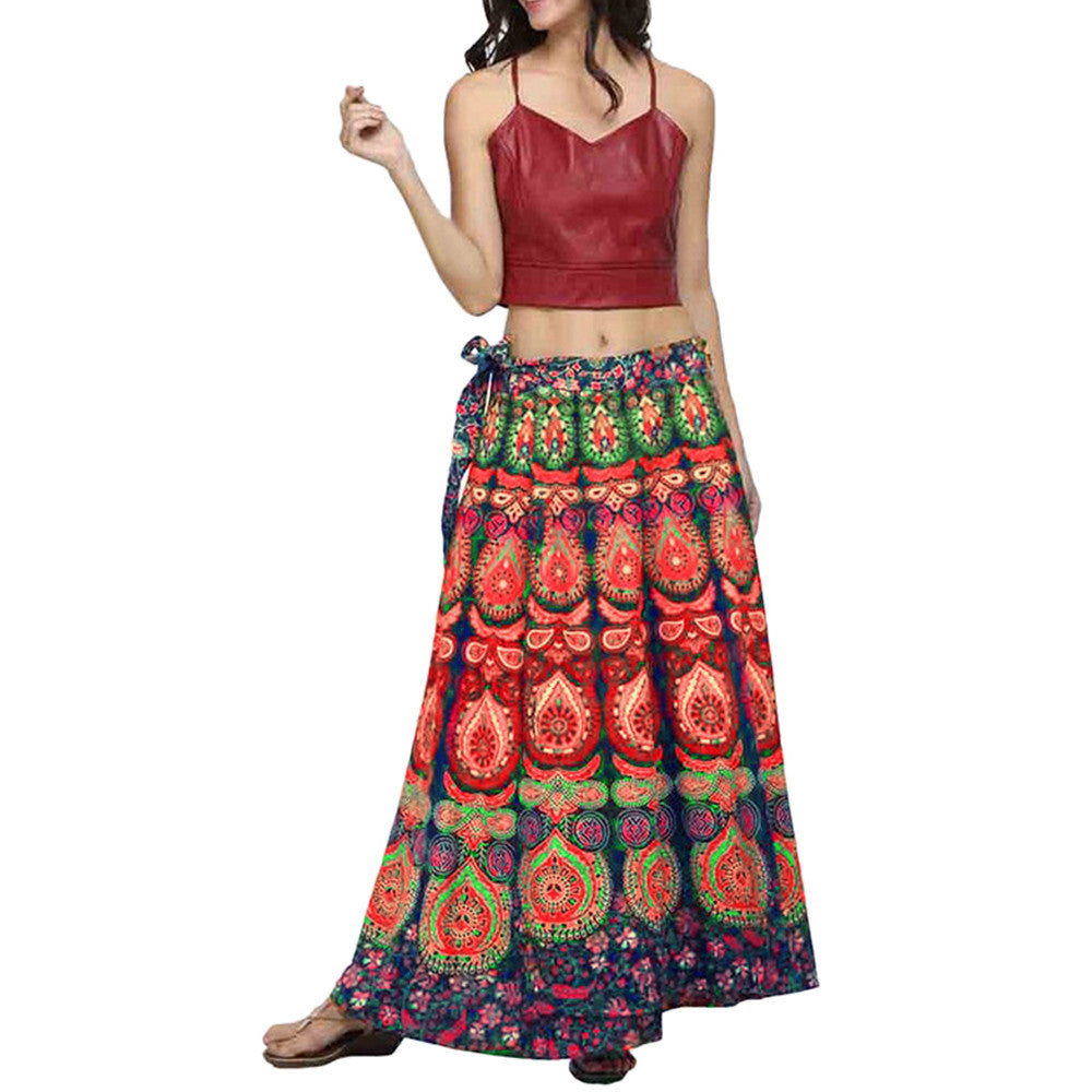 New Printed Retro Style Long Flow Skirt