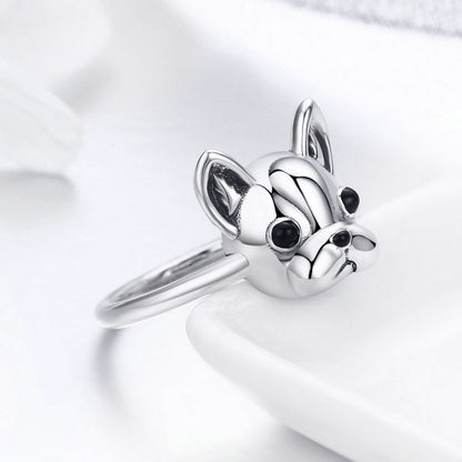 ON SALE!!! 50% OFF!!! .925 Sterling Silver Loyal Partners French  Dog Animal Female Ring For Women Fashion Jewelry SCR261