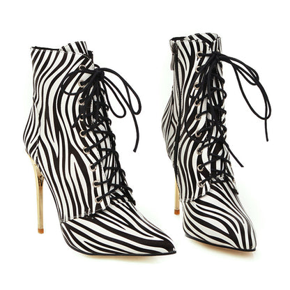 ON SALE!!! 50% OFF!!! Pointed high heel "Waves Print" Martin boots