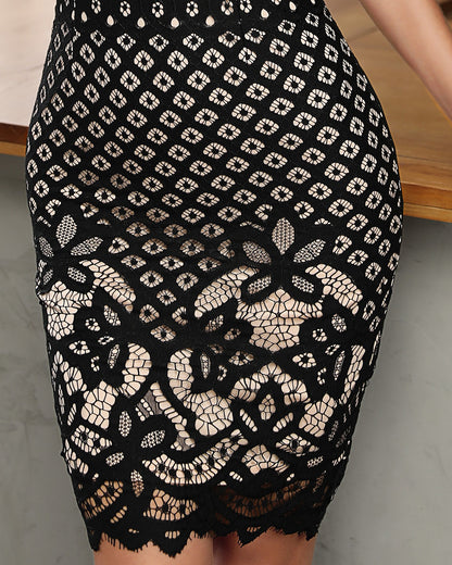 Sexy Fitting Hollowed Out Embroidered Dress