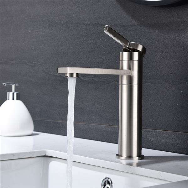 Grifo giratorio de 360 ​​grados para lavabo de baño, grifo monomando de acero inoxidable con ahorro de agua 