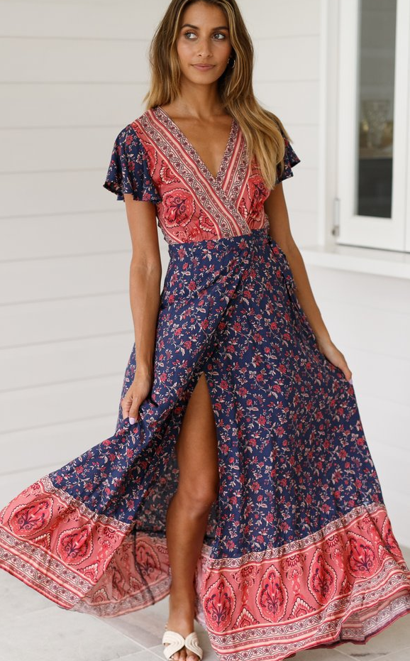 Printed Pattern Long Summer Dress