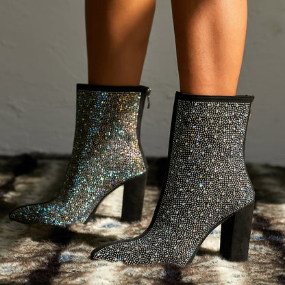 ¡¡¡EN VENTA!!! ¡¡¡50% REBAJADO!!! Botas de tacón alto con diamantes de imitación