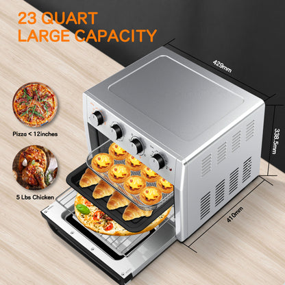 Horno tostador freidora de aire de 24 cuartos - Horno de convección 7 en 1 con función de freír, asar, tostar, asar y hornear - Horno tostador de freír para encimera - Electrodomésticos de cocina para cocinar pollo, filete y pizza 