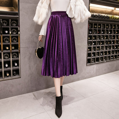 Pleated Mid-length A-line Skirt