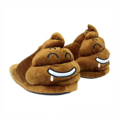 Pantuflas cálidas con emoji de caca